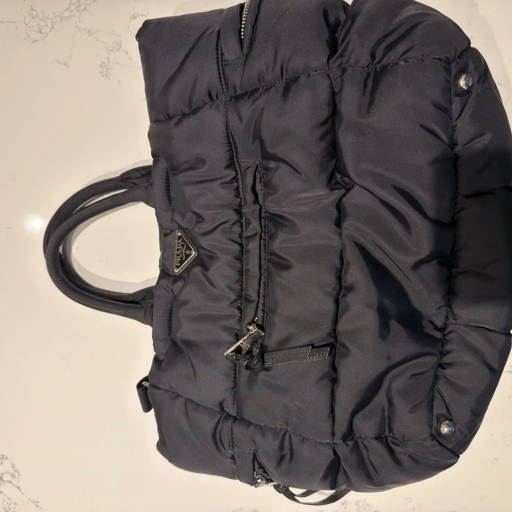 Prada Tessuto Bomber Bomber Tote Bag 2-Way Shoulder Nylon Leather Black - Picture 3 of 6